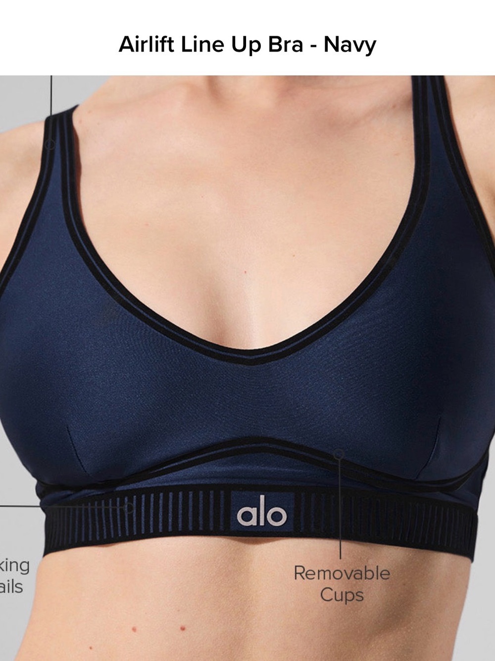 ALO Yoga Airlift Line Up Bra - Navy Large